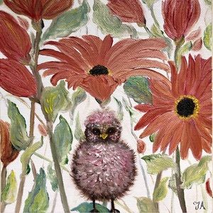 A Rosebud Between Daisies Original Art Signed Oil Painting